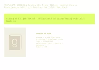 *PDF/READ)DOWNLOAD Taming the Tiger Within Meditations on Transforming Diffi