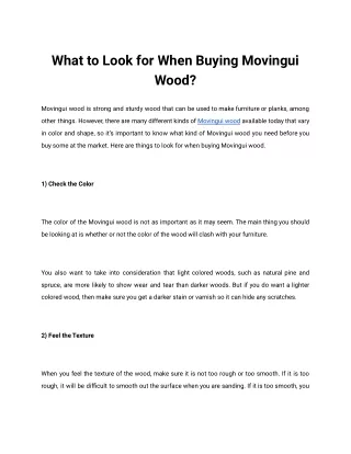 What to Look for When Buying Movingui Wood_