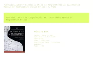 ^Download_[Epub]^ Pictorial Atlas of Acupuncture An Illustrated Manual of Ac