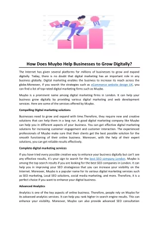 How Does Muybo Help Businesses to Grow Digitally