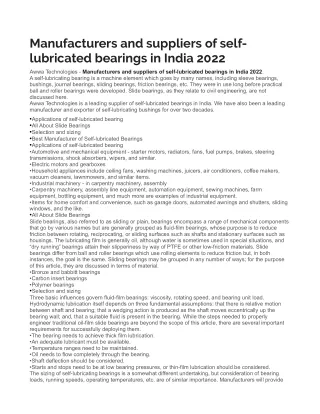 manufacturer and suppliers of self lubricated bearings in india- Awwa tech
