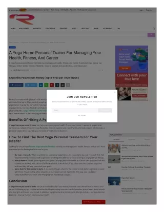 A Yoga Home Personal Trainer For Managing Your Health, Fitness, And Career