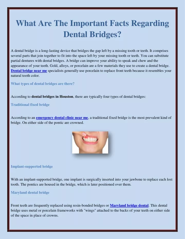 what are the important facts regarding dental