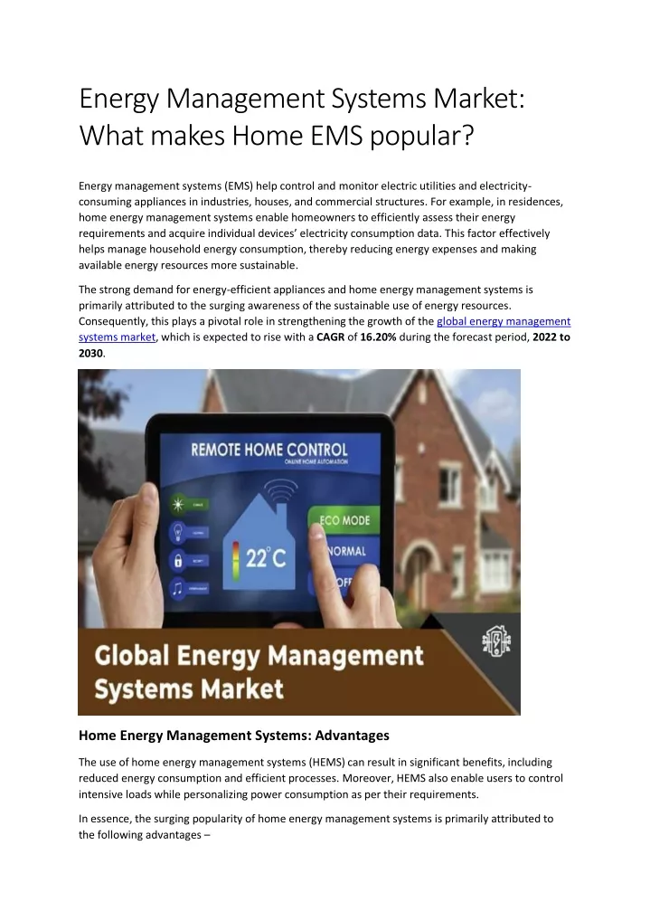 energy management systems market what makes home