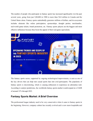 Upcoming Trends and Scope Of the Fantasy Sports Industry in 2023