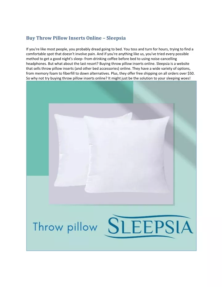 buy throw pillow inserts online sleepsia