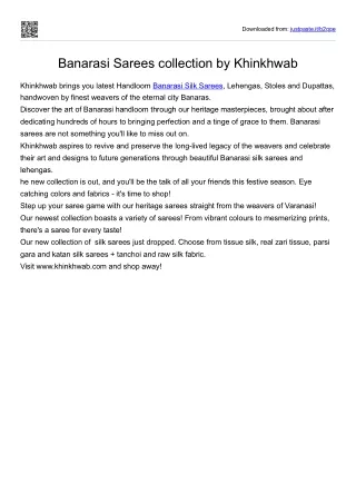 Banarasi Sarees collection by Khinkhwab