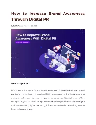 How to Increase Brand Awareness Through Digital PR