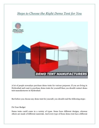 Steps to Choose the Right Demo Tent for You