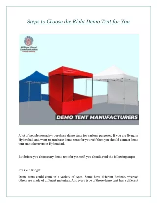 steps to choose the right demo tent for you