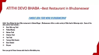 Best cuisine restaurant in Bhubaneswar - Atithi Devo Bhaba