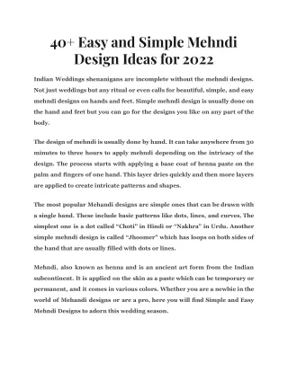 40 easy and simple mehndi design ideas for 2022