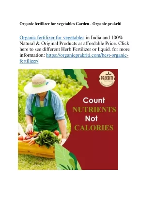 Organic fertilizer for vegetables Garden - Organic prakriti