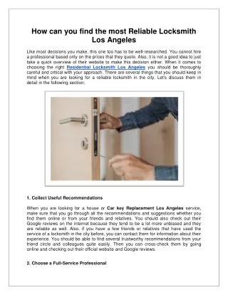 LLA Services - Locksmith Los Angeles