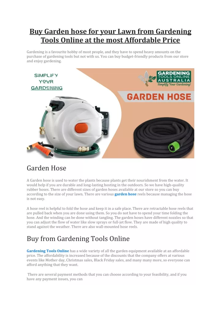 buy garden hose for your lawn from gardening