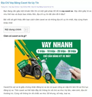 Địa Chỉ Vay Tiền Bằng Cavet Xe Máy Uy Tín