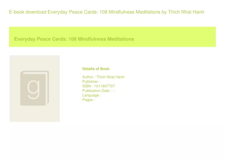 e book download everyday peace cards