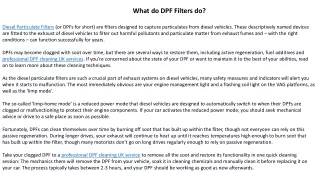 What do DPF Filters do
