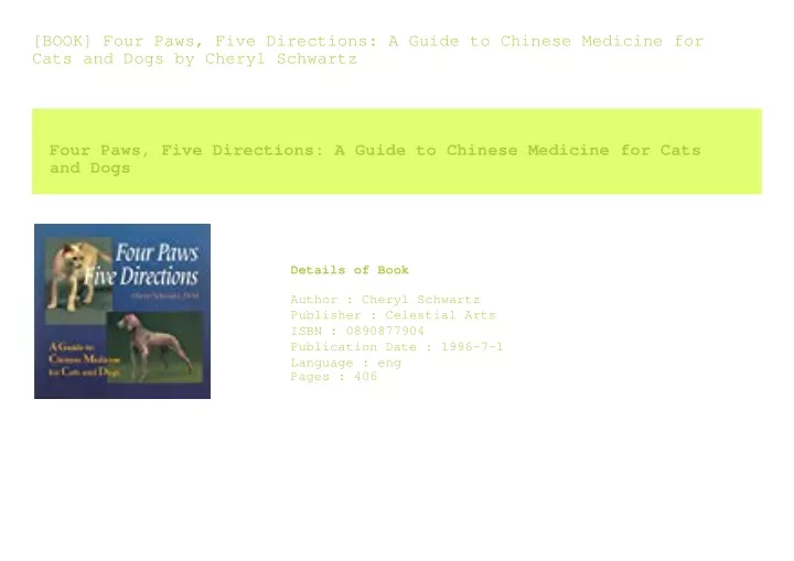 book four paws five directions a guide to chinese