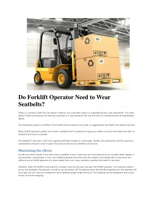 Do Forklift Operator Need to Wear Seatbelts