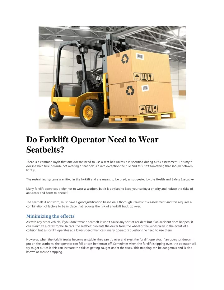 do forklift operator need to wear seatbelts