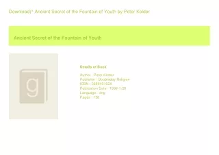 Download)^ Ancient Secret of the Fountain of Youth  by Peter Kelder