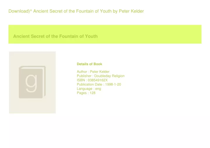 download ancient secret of the fountain of youth