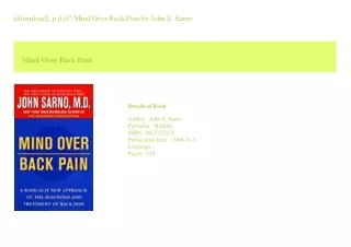 [download]_p.d.f)^ Mind Over Back Pain  by John E. Sarno