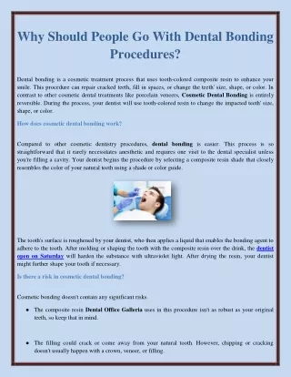 Why Should People Go With Dental Bonding Procedures?