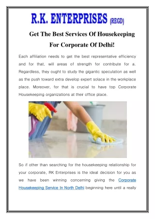Corporate Housekeeping Service In North Delhi Call- 9871739346
