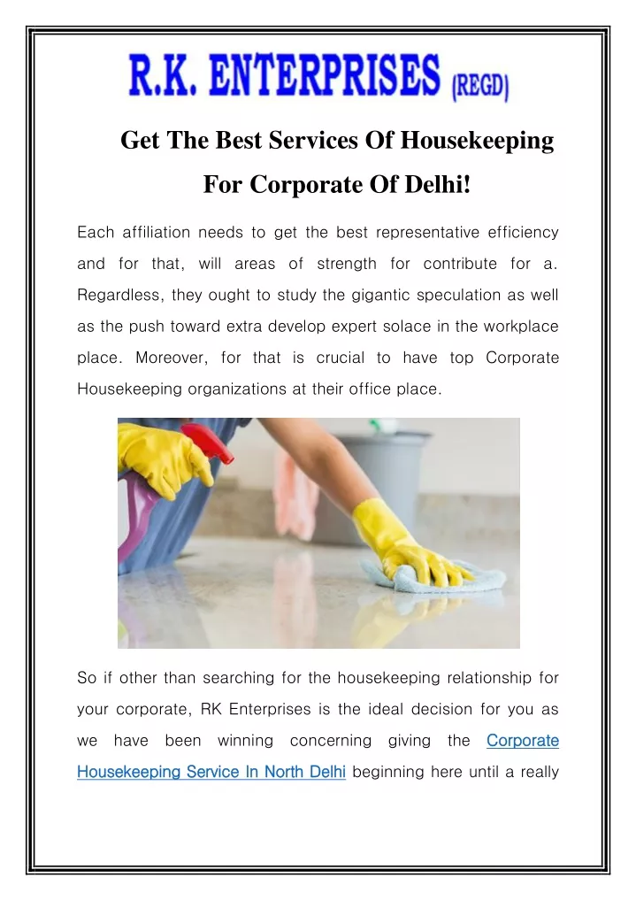 get the best services of housekeeping