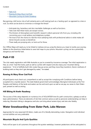 Mountain Biking As Well As Cycling Safety