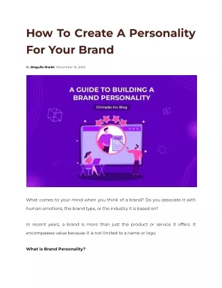 How To Create A Personality For Your Brand