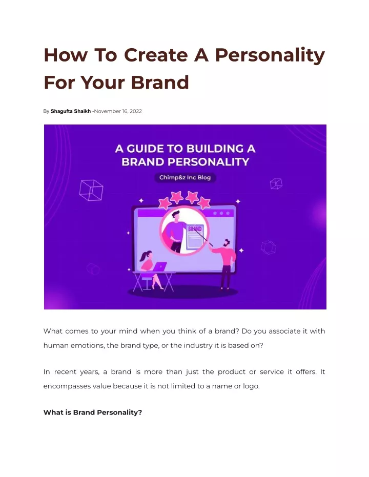 how to create a personality for your brand