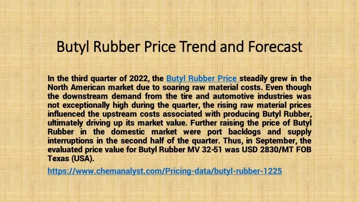 butyl rubber price trend and forecast