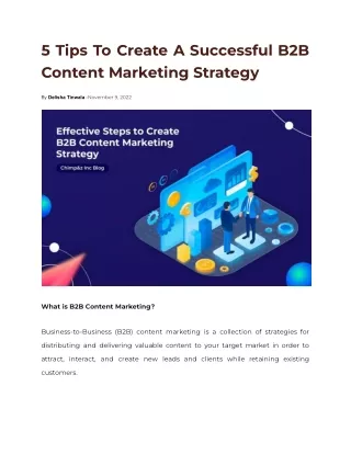 5 Tips To Create A Successful B2B Content Marketing Strategy