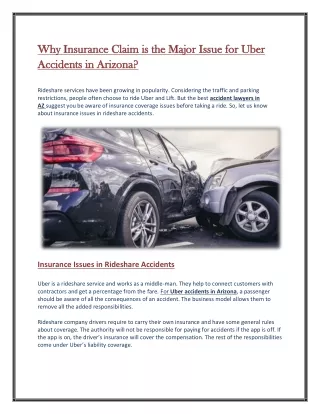 Why Insurance Claim is the Major Issue for Uber Accidents in Arizona