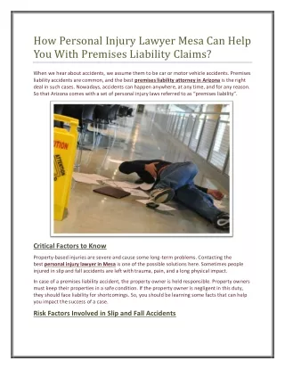 How Personal Injury Lawyer Mesa Can Help You With Premises Liability Claims