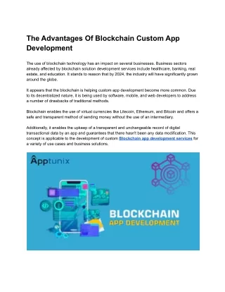 The Advantages Of Blockchain Custom App Development