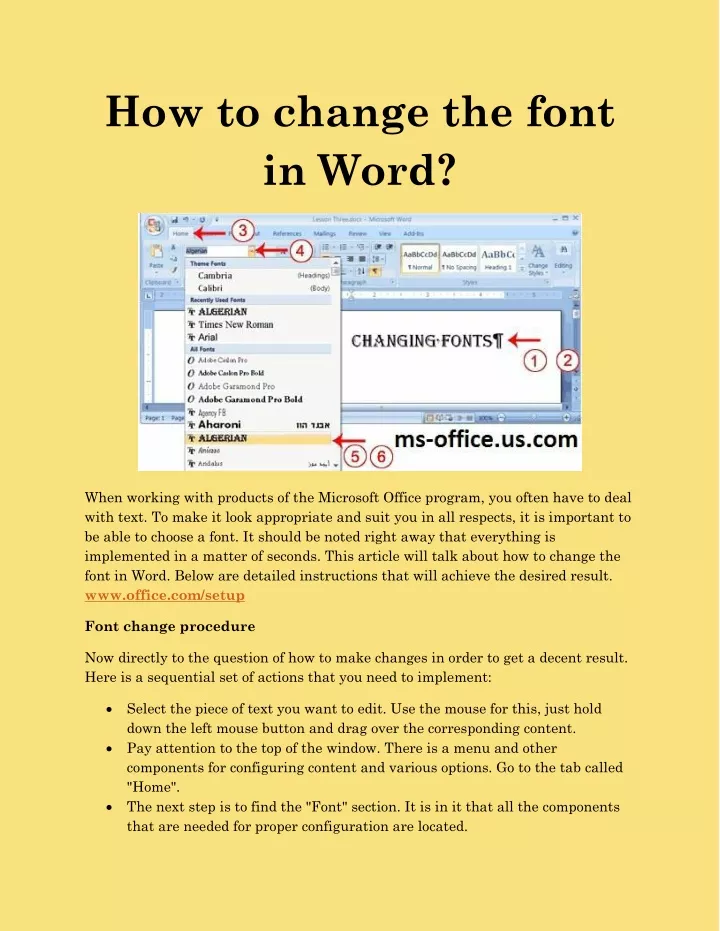 how to change the font in word