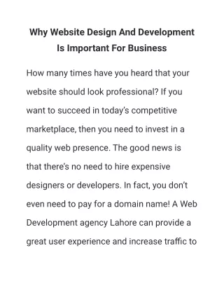 why website design and development