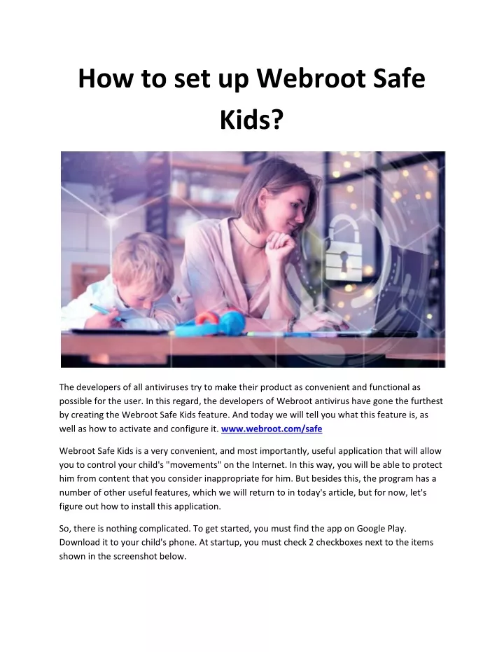 how to set up webroot safe kids