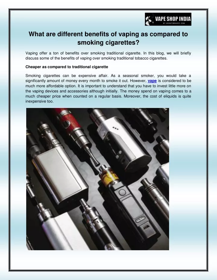 what are different benefits of vaping as compared