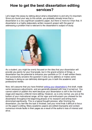 how to get the best dissertation editing services
