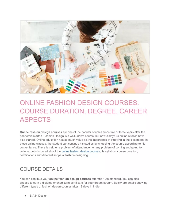 online fashion design courses course duration