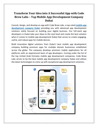 Launch Brand New App with Code Brew Labs - Leading App Development Dubai