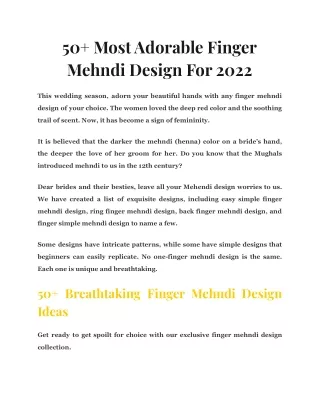 50 most adorable finger mehndi design for 2022