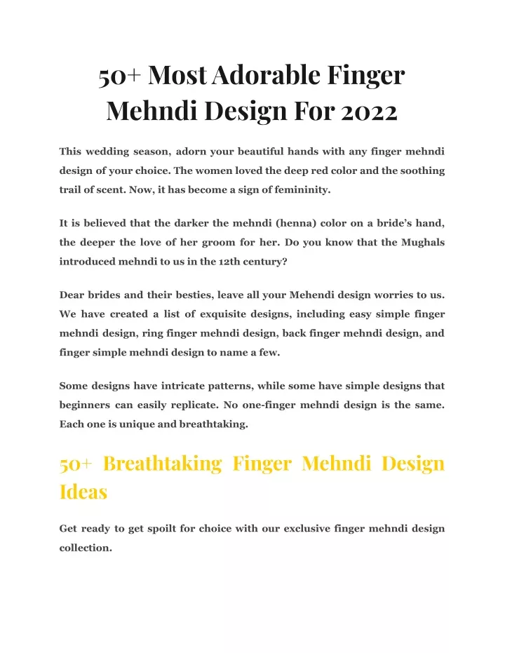 50 most adorable finger mehndi design for 2022