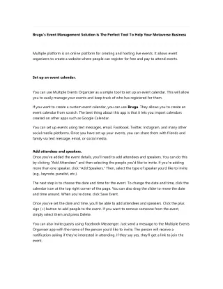 Brugu's Event Management Solution