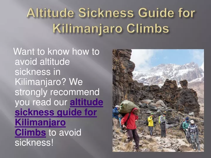 altitude sickness guide for kilimanjaro climbs
